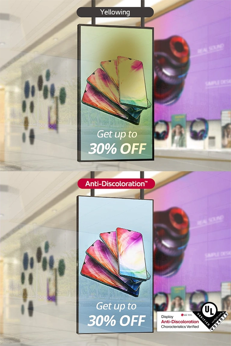 UL verified anti-discoloration display